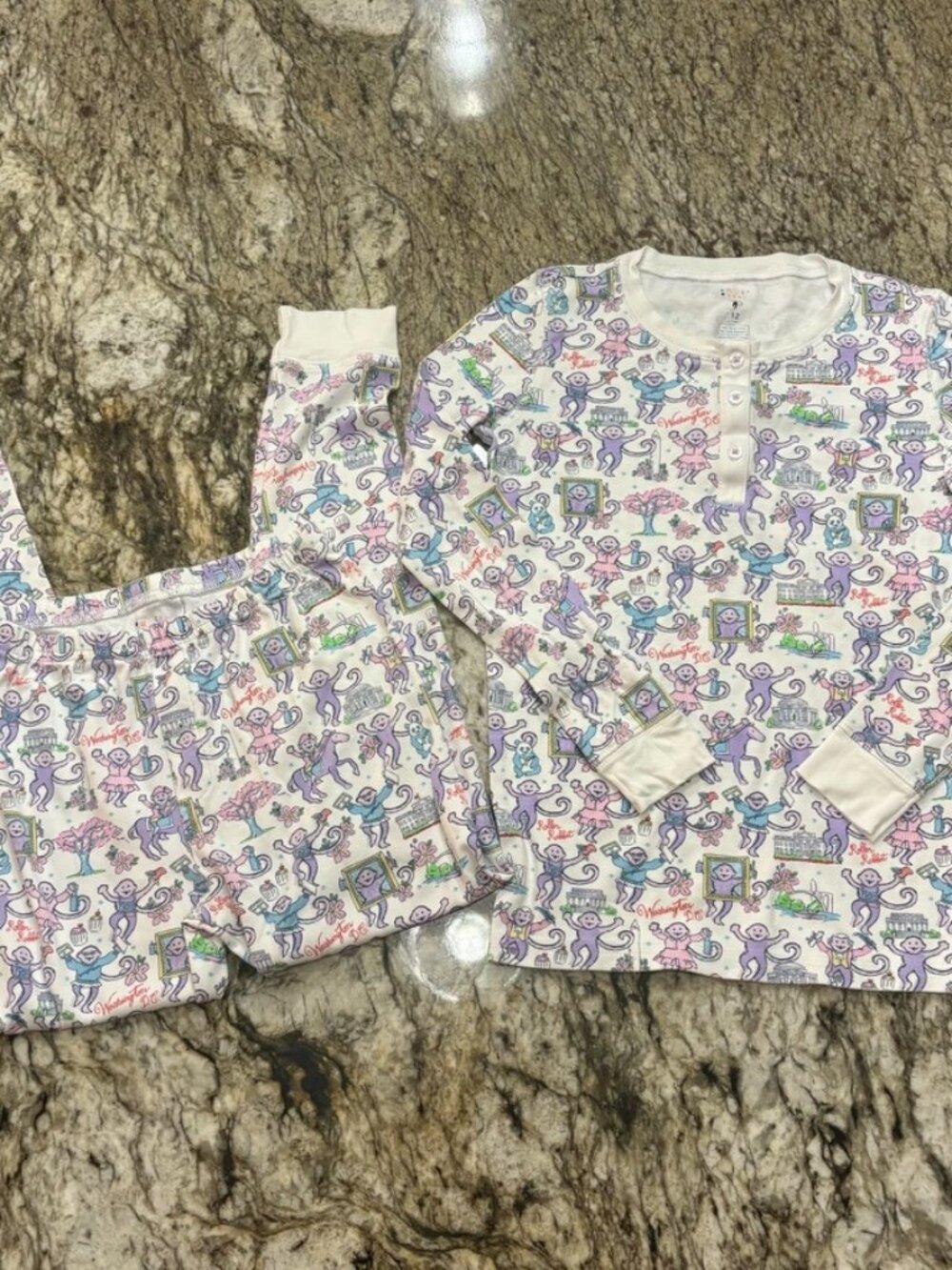 Roller Rabbit Kids Washington DC Monkey Long Sleeve Pajama Set